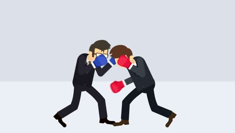 la batalla del hombre de negocios en guantes de boxeo. concepto de competencia de negocios. ilustración de bucle en estilo plano.