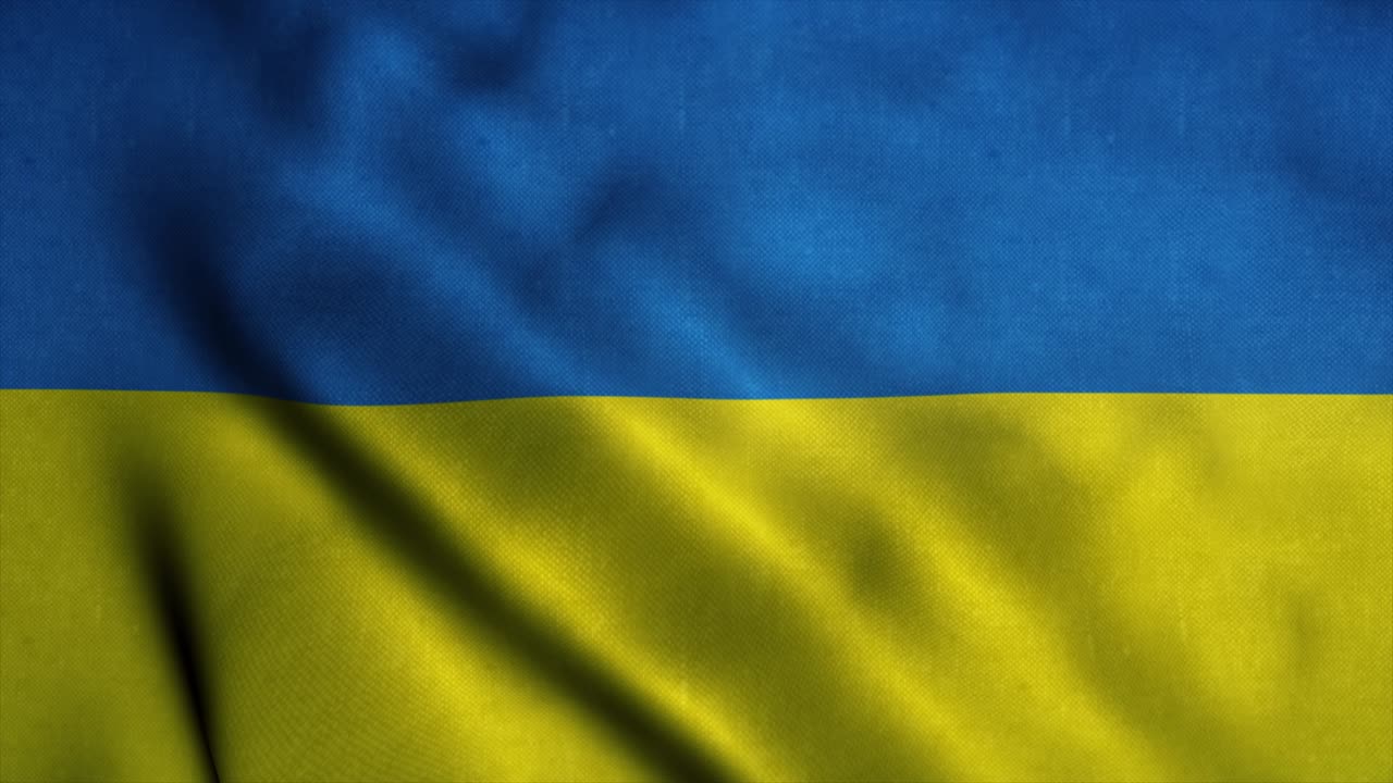 우크라이나 발은 바람에 흔들리고 우크라이나의 국기, 우크라이나 표지, 무결 루프 애니메이션.