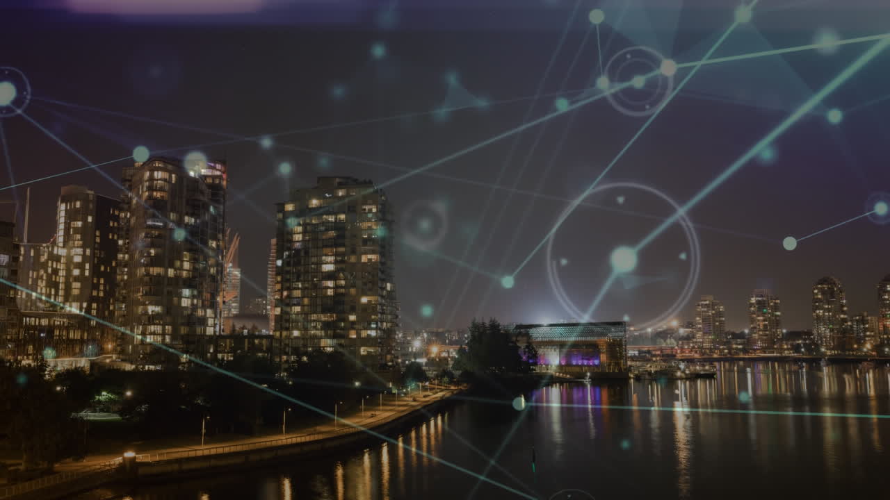 red de conexiones y estadísticas en movimiento