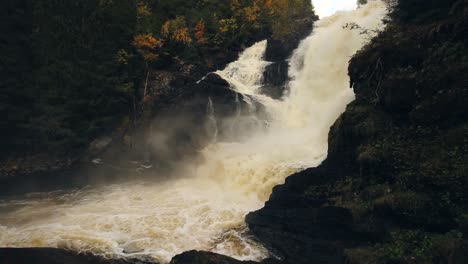 close view on dolanfossen waterfall with high water level