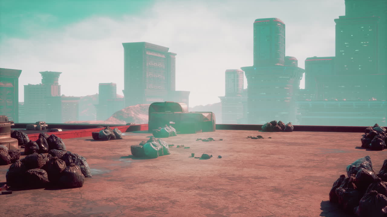 Post apocaliptic landscape of city