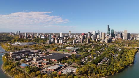 aerial view of downtown edmonton sliding right