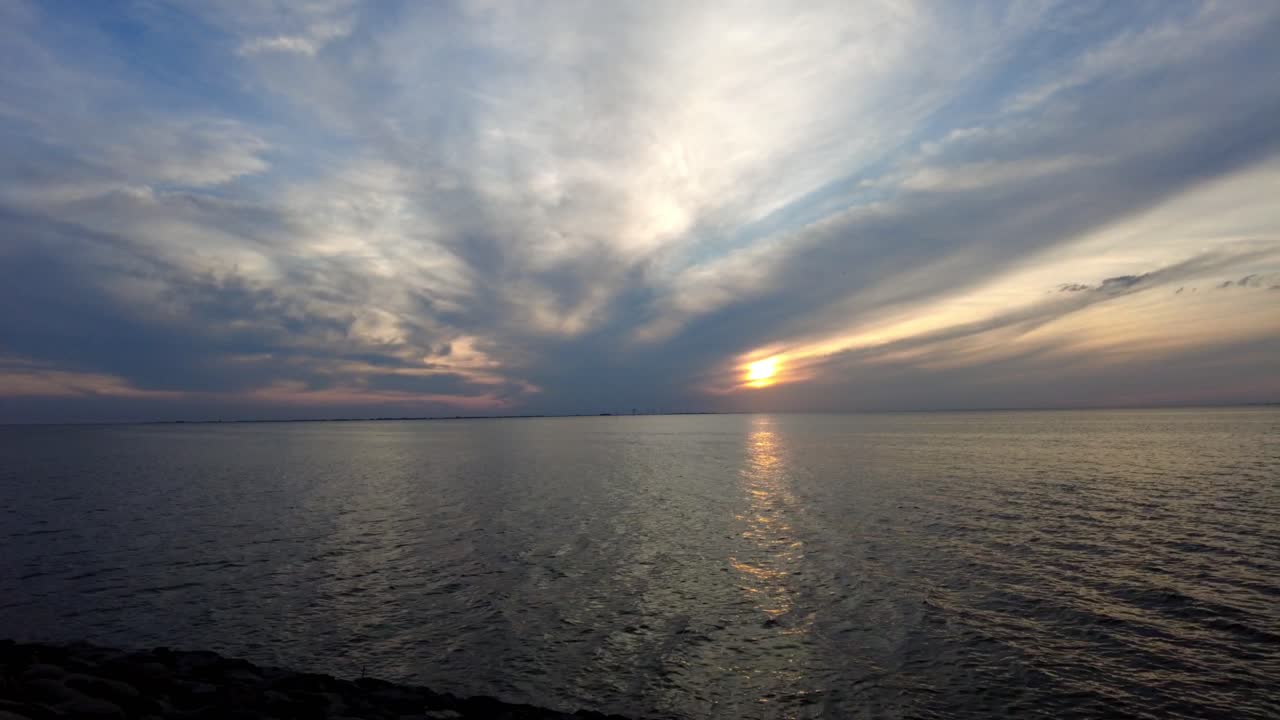 A motion lapse at Norderhafen on the Nordstrand peninsula in the Wadden Sea National Park in Schleswig-Holstein, Germany, Europe
