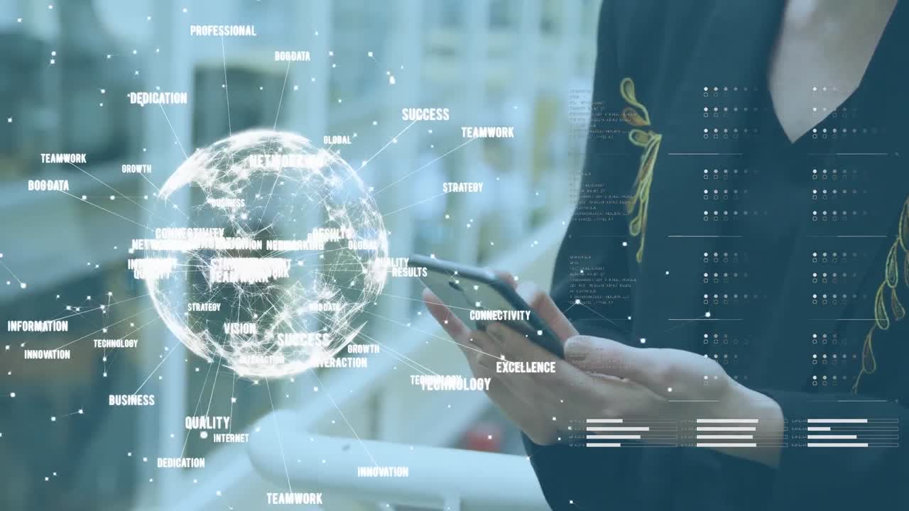 데이터 및 연결 네트워크와 함께 회전하는 지구