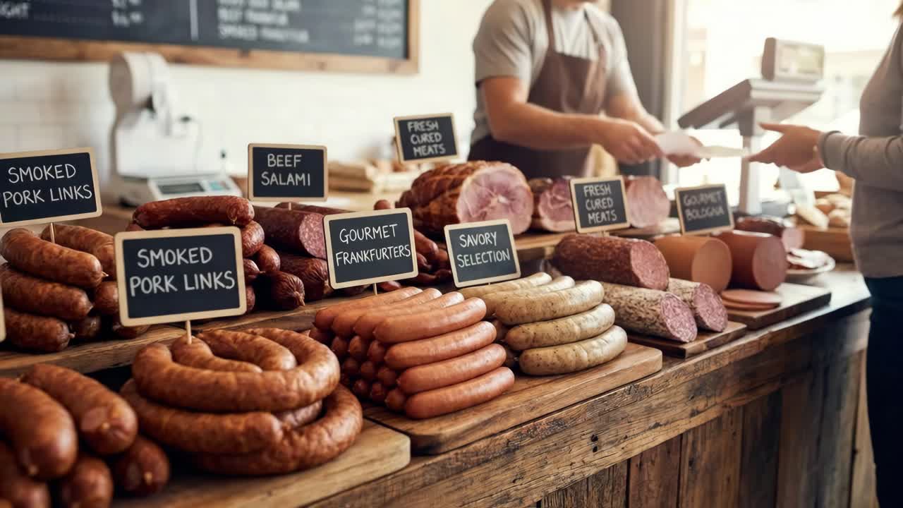 Selection of Meats at a Butcher Shop