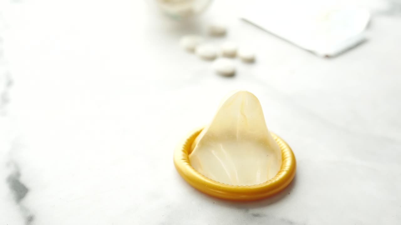 Condom on a Marble Surface