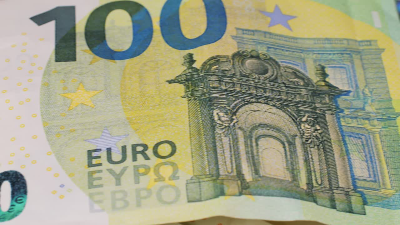 Fifty euro banknotes close-up. European currency EUR, EU Central Bank. 50 euro money macro. Economy, financial and banking concept in European union.