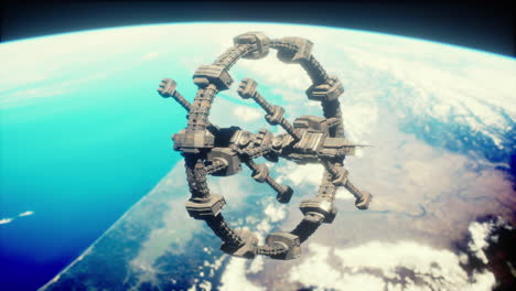 estación espacial por encima de la tierra elementos de la imagen proporcionada por la nasa
