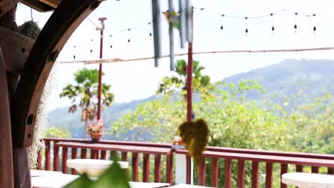 mountain view cafe with wind chimes