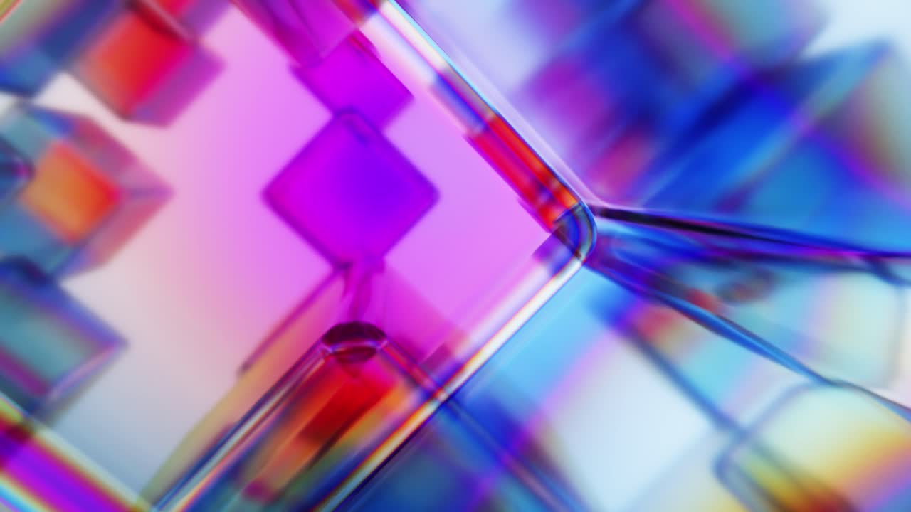 Seamless Loop of Abstract Colorful Refracting Cubes