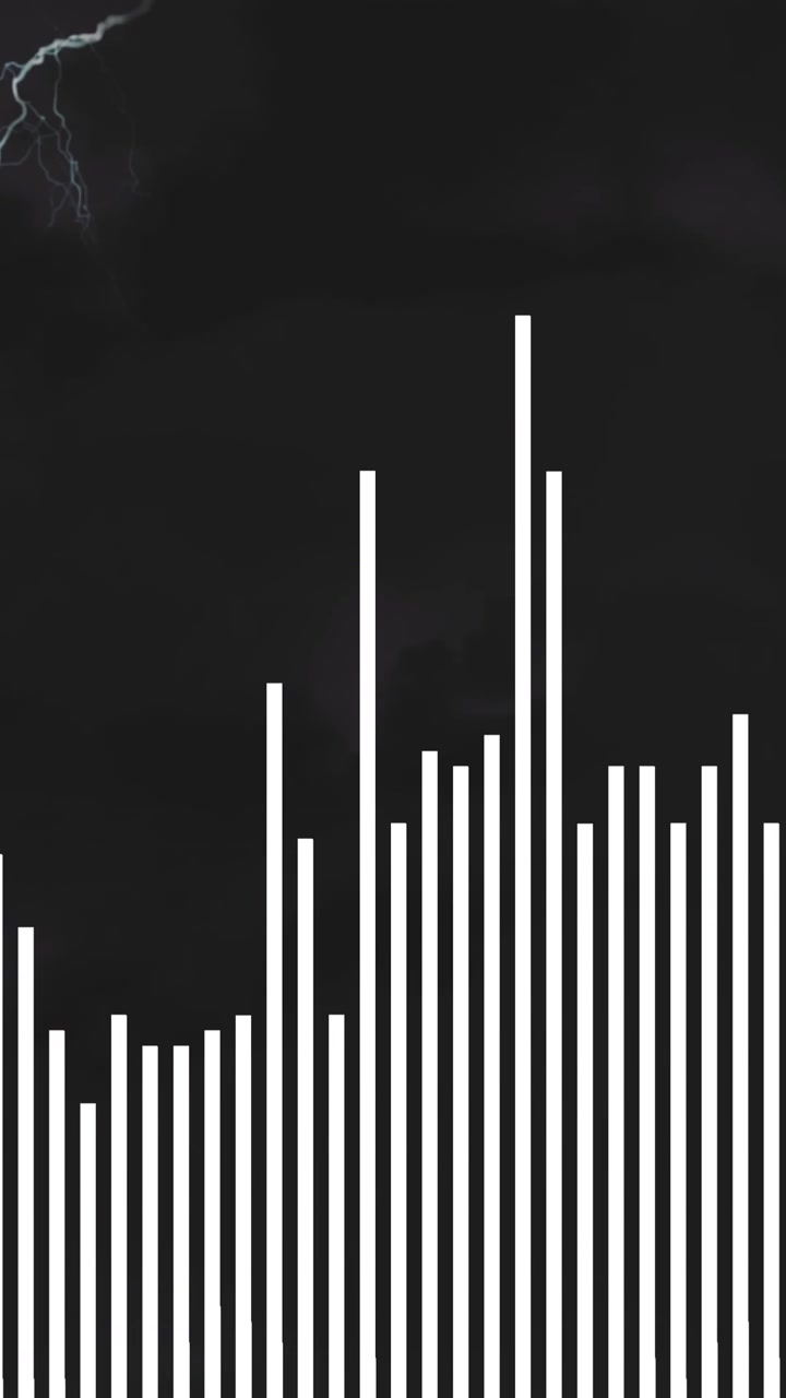 Animation of graph over lightning strikes in rain clouds in background
