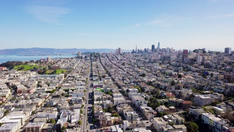 aerial view of san francisco downtown and bay bridge