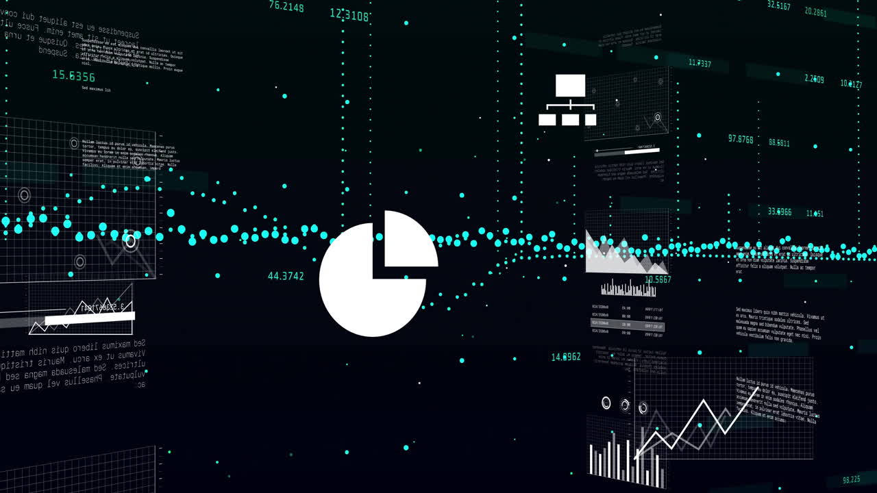 Creating animation with charts and graphs on digital network background