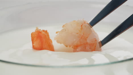 shrimp dipped in yogurt sauce