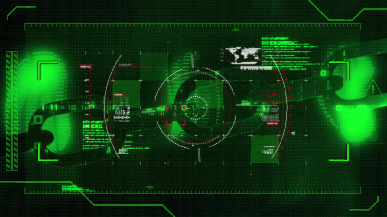 Animation of online security chain with data processing in background
