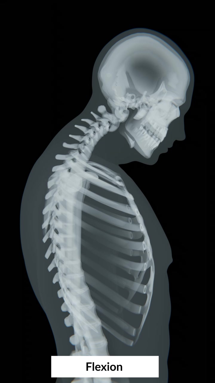 La flessione del collo è il movimento di piegamento in avanti della testa e della colonna cervicale, che avvicina il mento al petto.