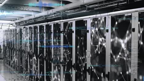 animation of data processing over server room