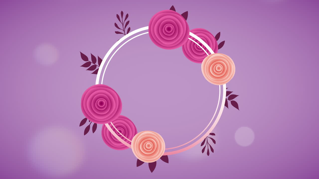 marco circular con un hermoso jardín de rosas