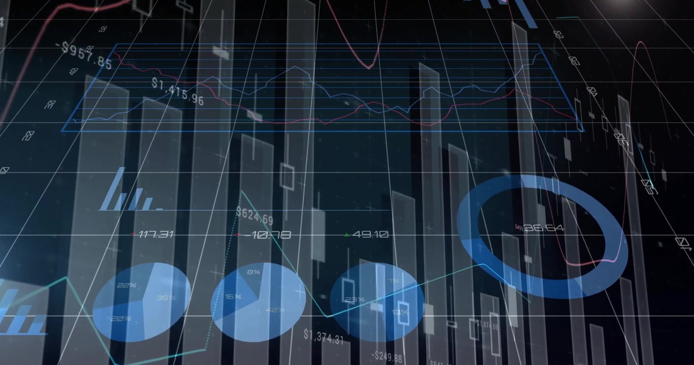 On start animated visualization performing pan revealing bars merging line graphs showing trends