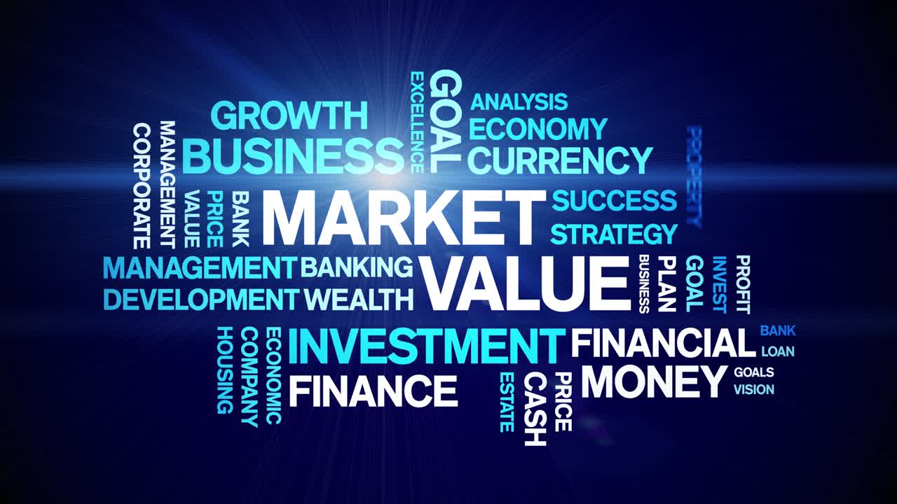 4k Market Value Animated Tag Word Cloud,Text Design Animation seamless loop.