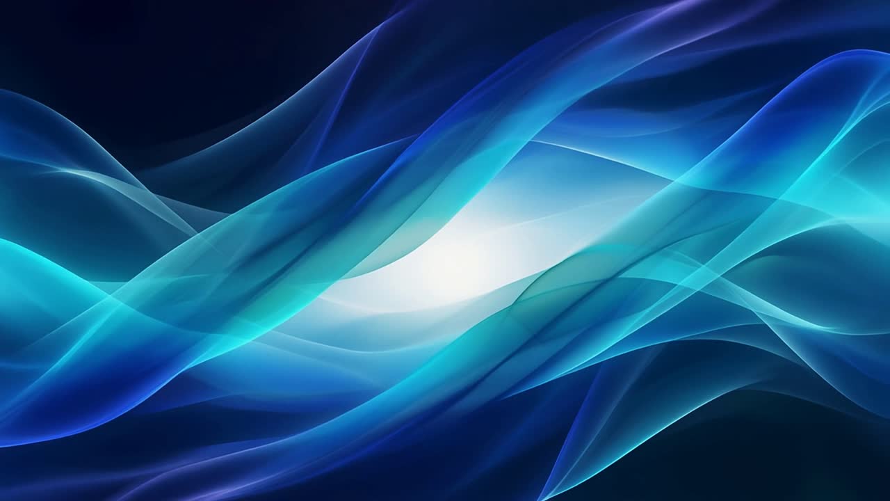 Dynamic Abstract Blue and Cyan Light Waves Flowing