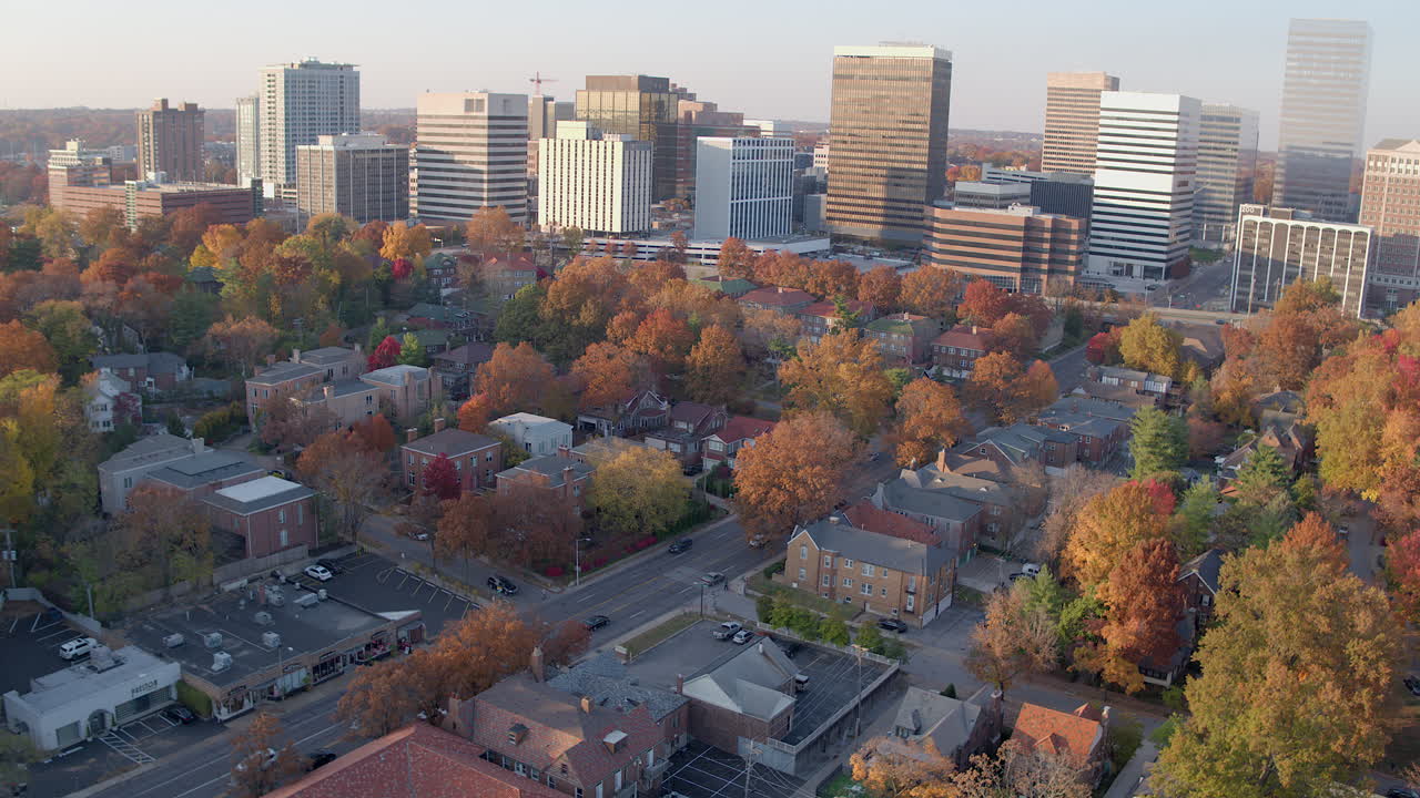 Aerial view of city skyline in Clayton in St