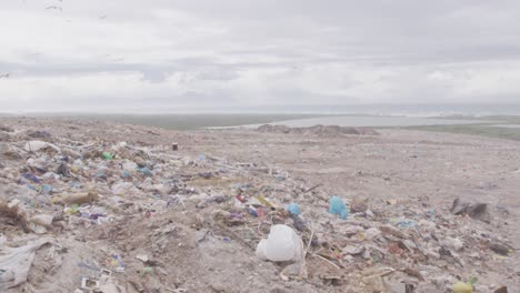 Rubbish piled on a landfill full of trash