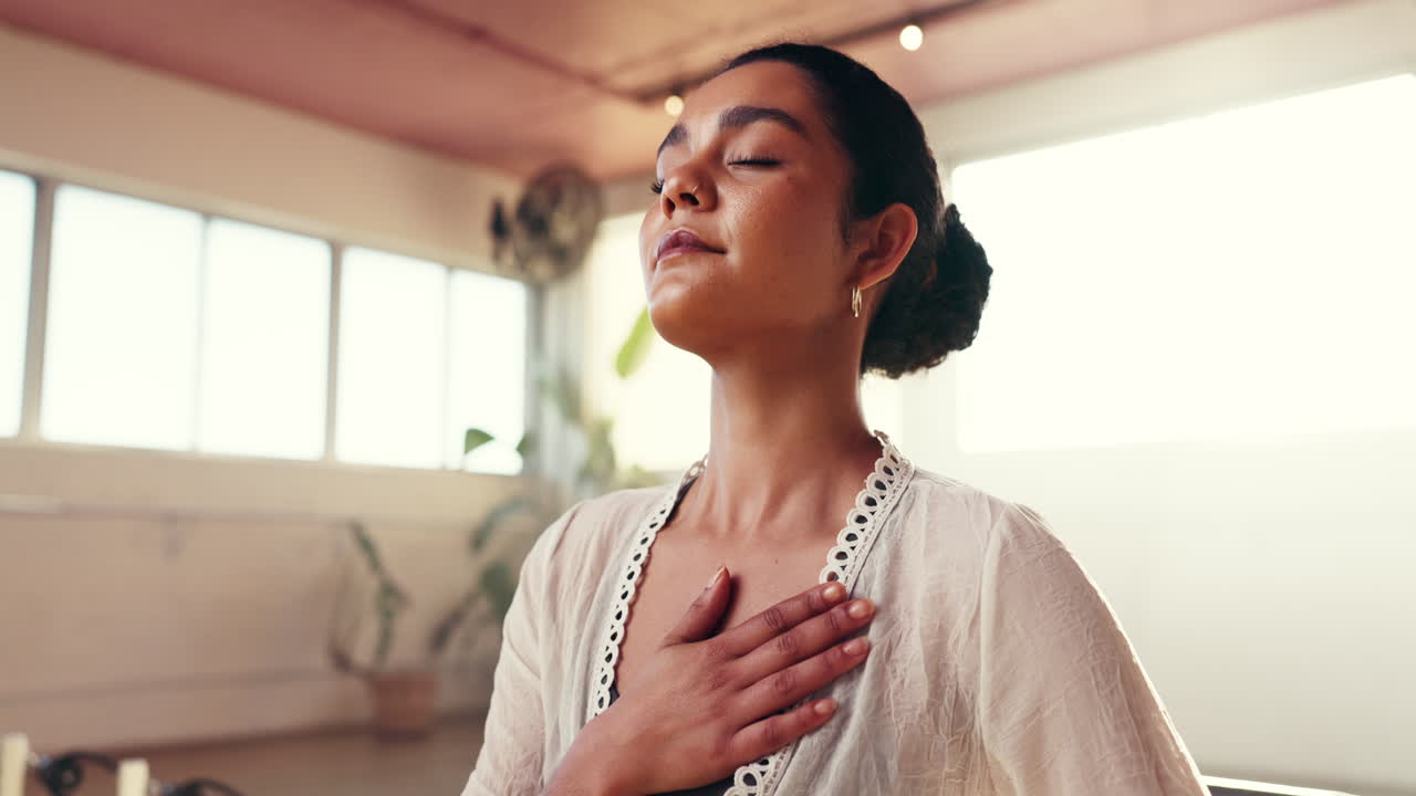 Woman Practicing Meditation and Yoga