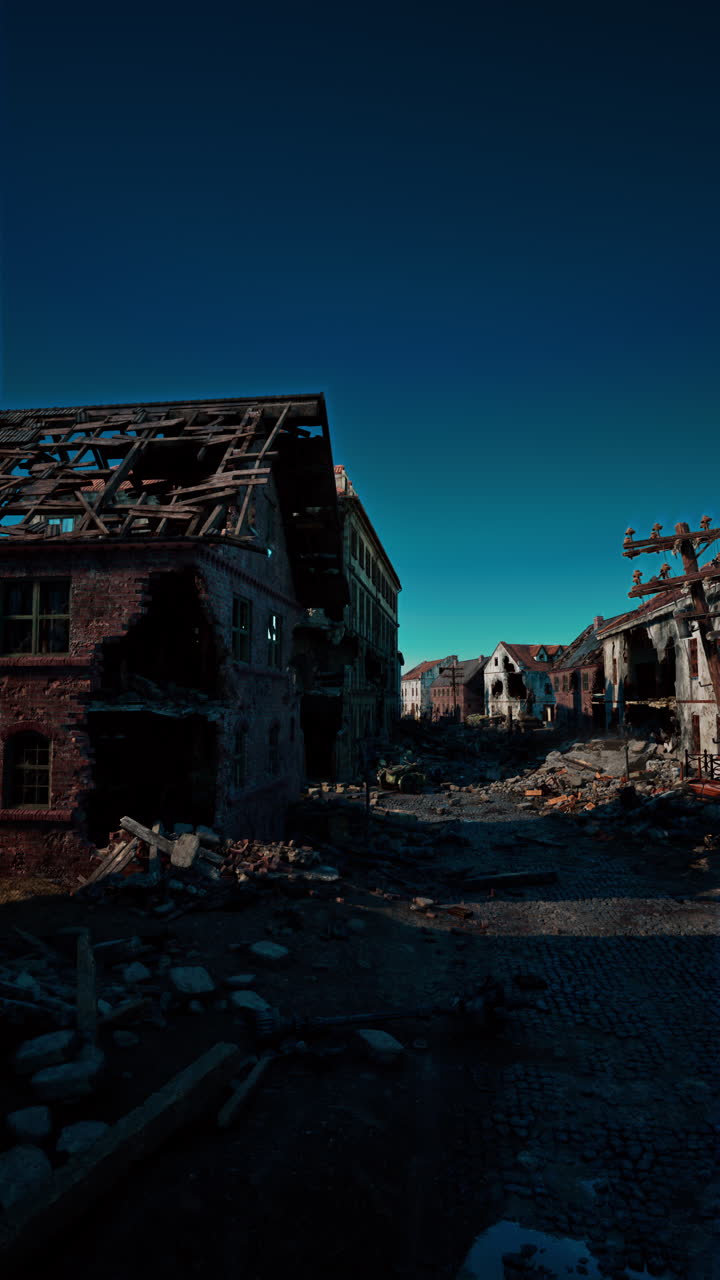 edificios en ruinas en una ciudad abandonada