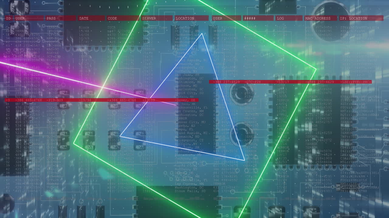 움직이는 모양 위의 연결 네트워크의 애니메이션