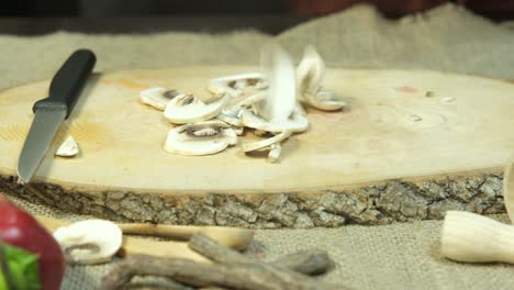 sliced mushrooms serving plate