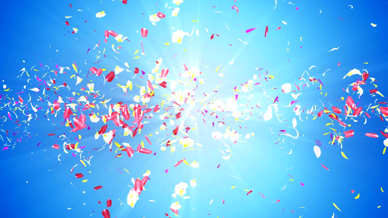 화려한 잎자루, 나선형 반이는 꽃잎, 꽃 모양, 예쁜 춤추는 꽃잎, 회전하는 꽃잎에서 소용돌이, 추상적인 루프 애니메이션.