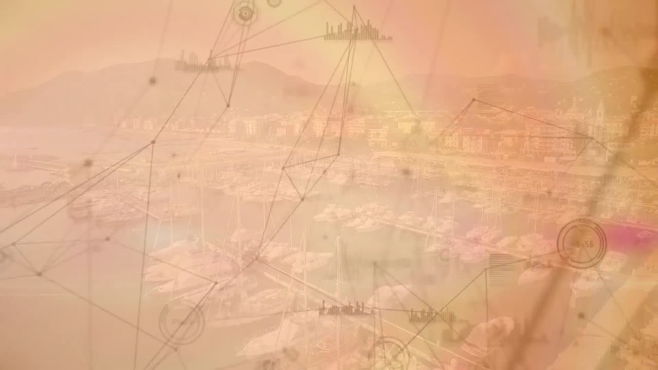 포트 위의 아이콘으로 연결 네트워크의 애니메이션