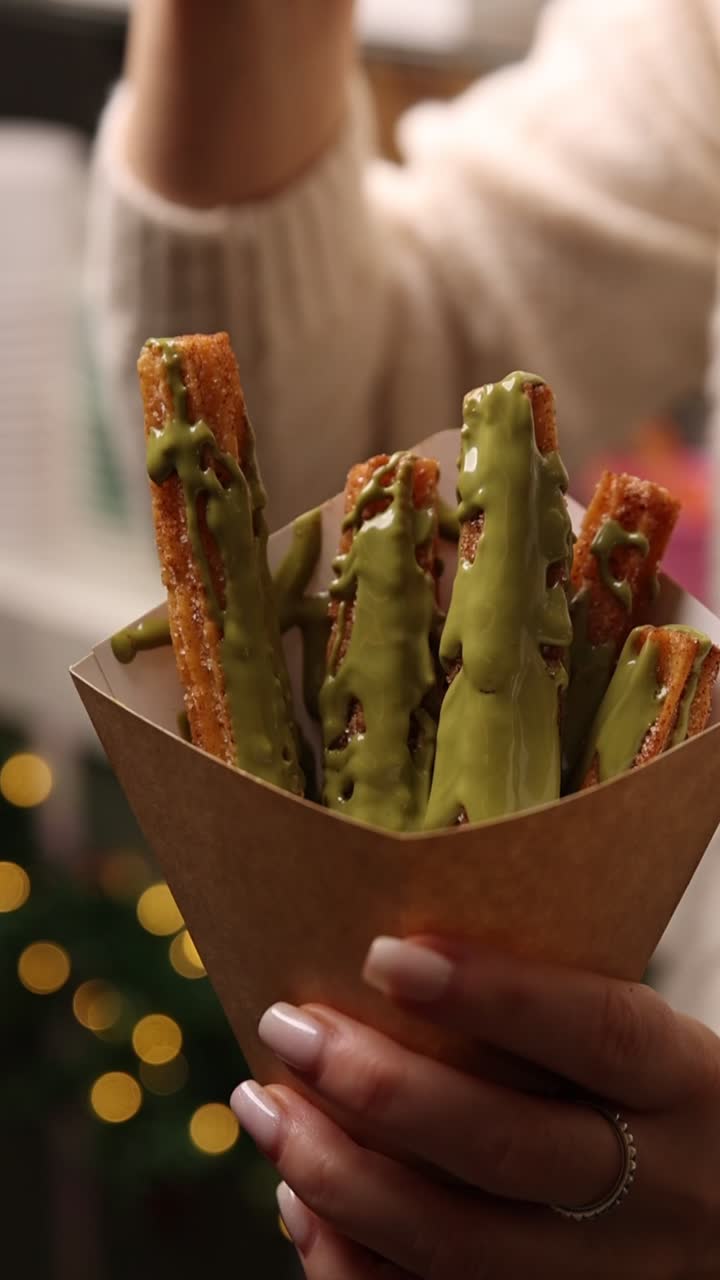 Churros with green sauce