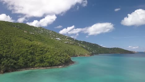 flying above the us virgin island`s coast