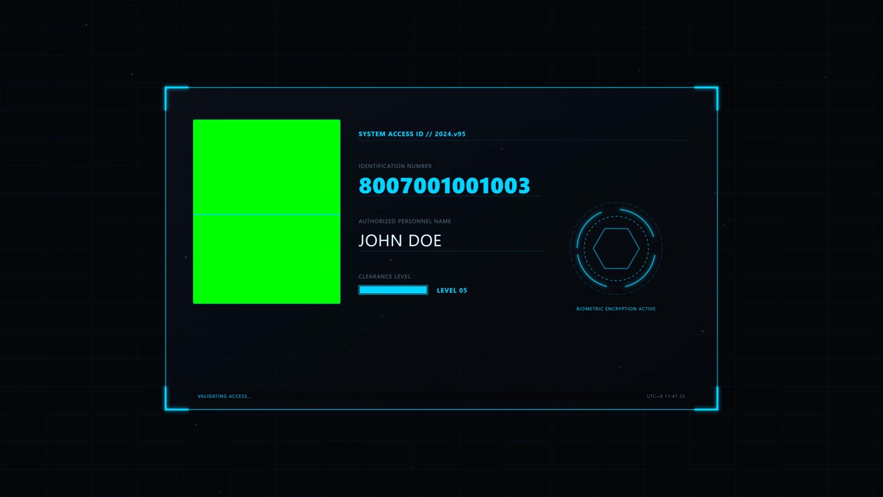 Futuristic Digital Interface Displaying User Authentication Process