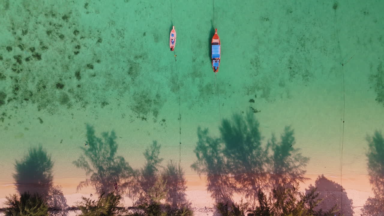 Tropical Island Beach with Boats