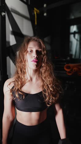 mujer trabajando con pesas en un gimnasio