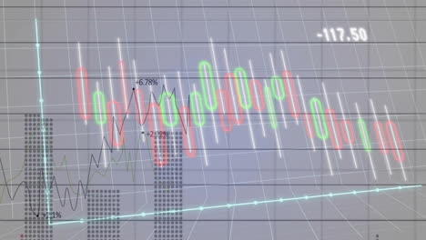 animación del procesamiento de datos y diagrama sobre fondo blanco
