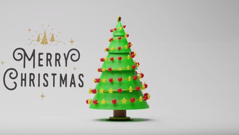 Animation-Von-Weihnachtsgrüßen-über-Weihnachtsbaum-Und-Dekorationen