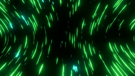 animation of green light trails spinning against black background
