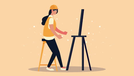 female architect working professional animation