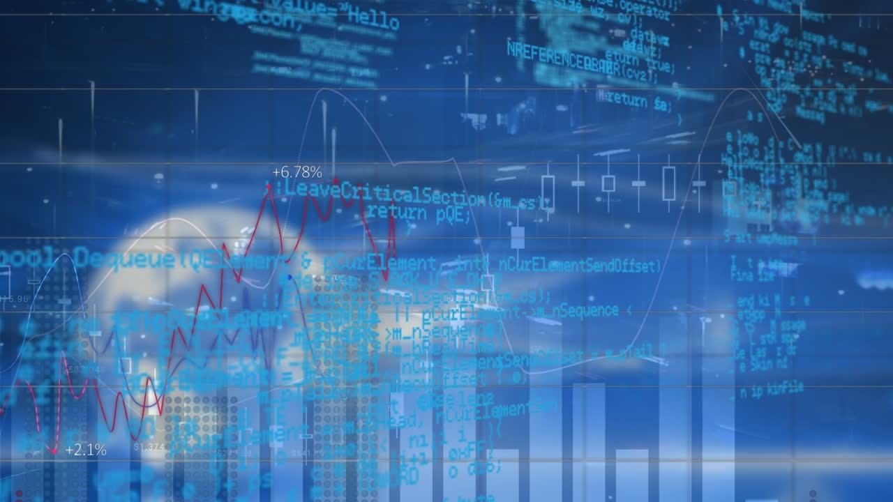 전 세계에 대한 통계 데이터 처리와 배경의 도시 교통