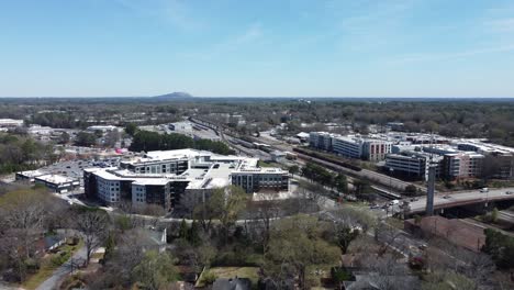 drone shot of east decatur in atlanta, georgia