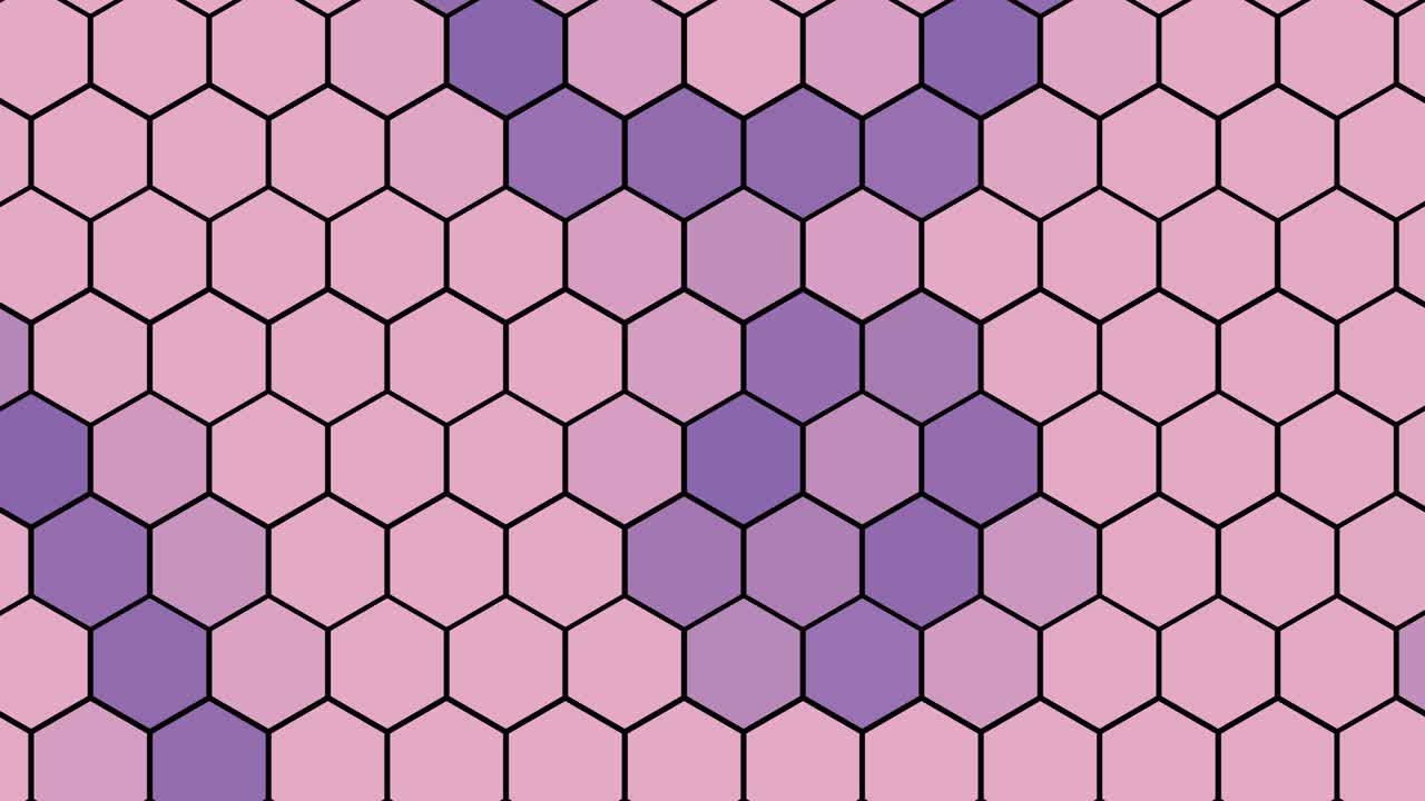 цветная яркая, динамическая волна, движущаяся вдоль шестиугольной сетки.