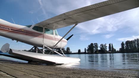 seaplane - floatplane at the boat ramp in the water