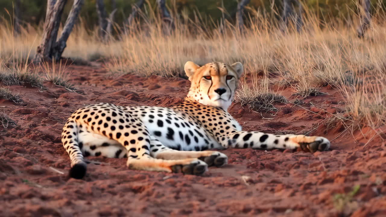 A cheetah resting in the savanna