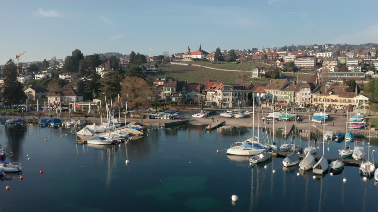 풀리의 스위스 도시의 멋진 공중