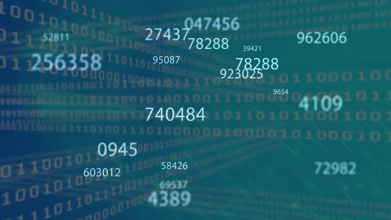 animación del procesamiento de datos sobre fondo azul