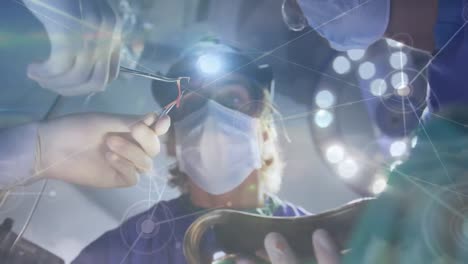 Animation-of-network-of-connections-over-surgeons-in-operating-theater